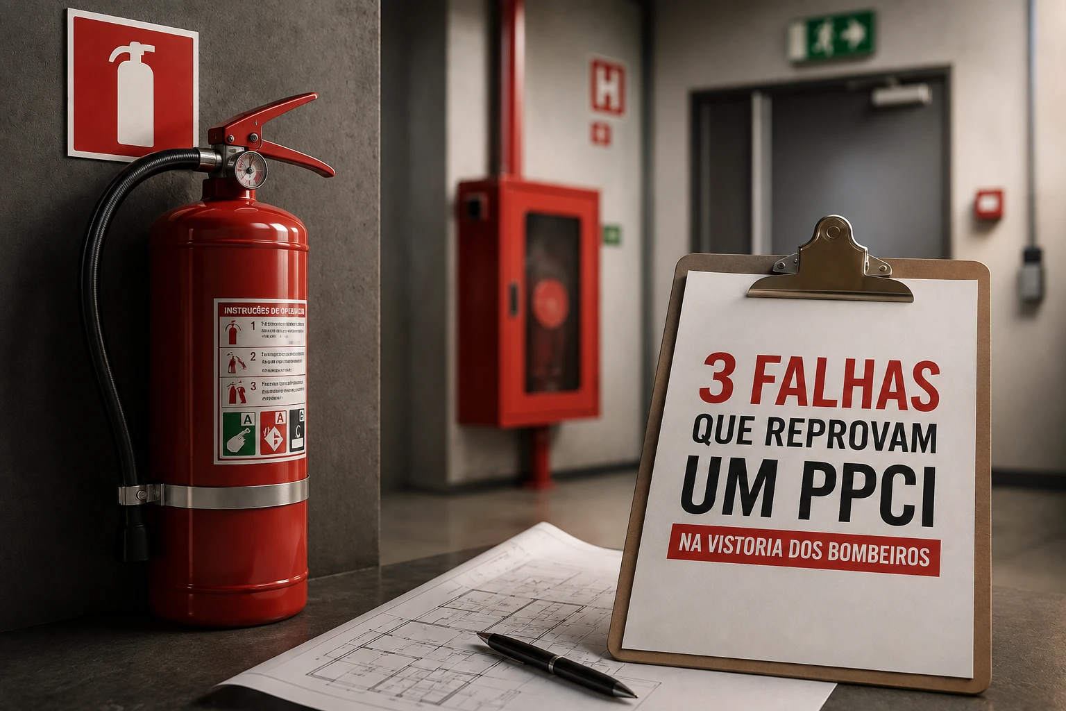 Imagem em destaque do post 3 falhas que reprovam um PPCI na vistoria dos Bombeiros